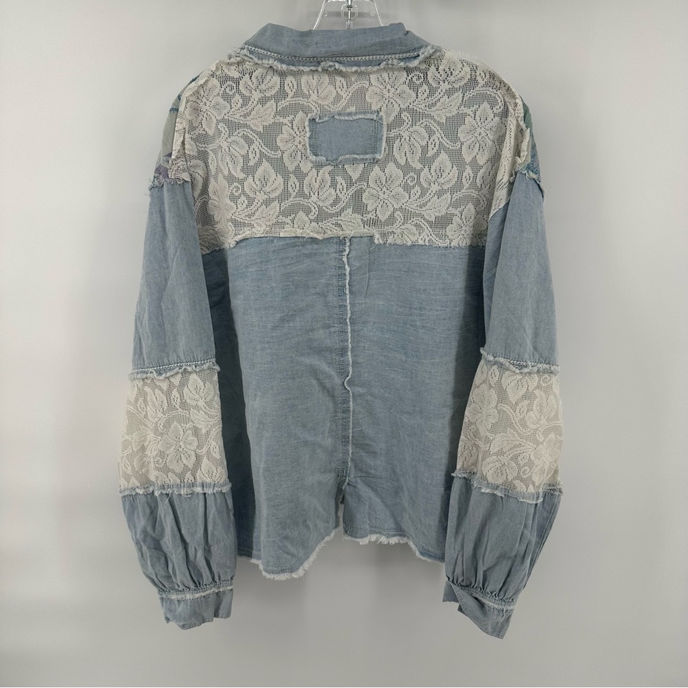 Pol Paisley Patchwork Chambray Button Down Jacket… - image 5